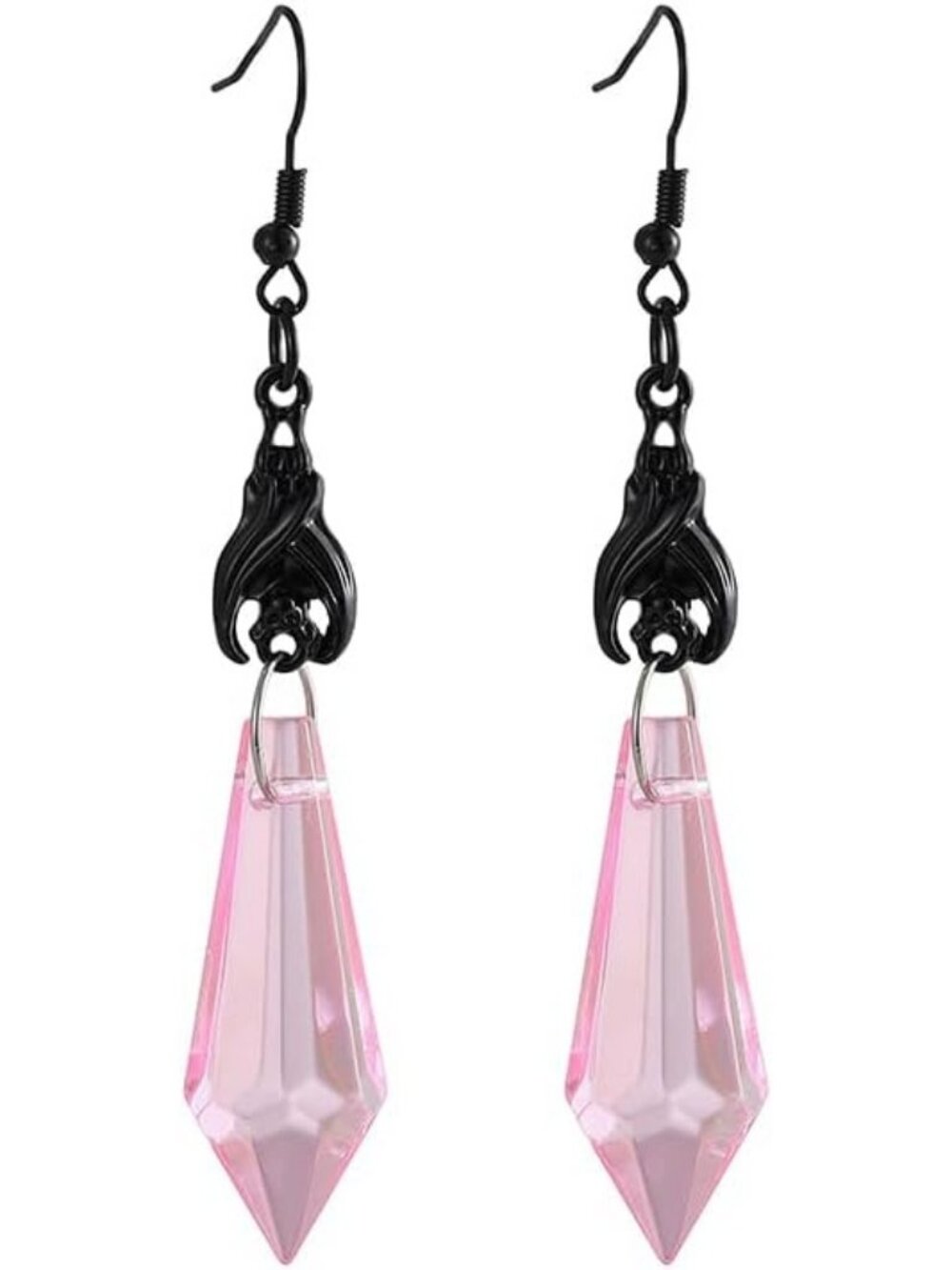 Vintage Gothic Bat Earrings Pink Crystal Dangle Punk Style Jewelry